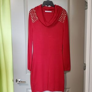 Andrew Marc red knitted long sleeve dress M